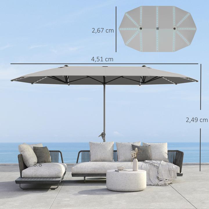 Immagine prodotto Outsunny Doppelsonnenschirm Polyester, Aluminium Dunkelgrau (2.67 m)