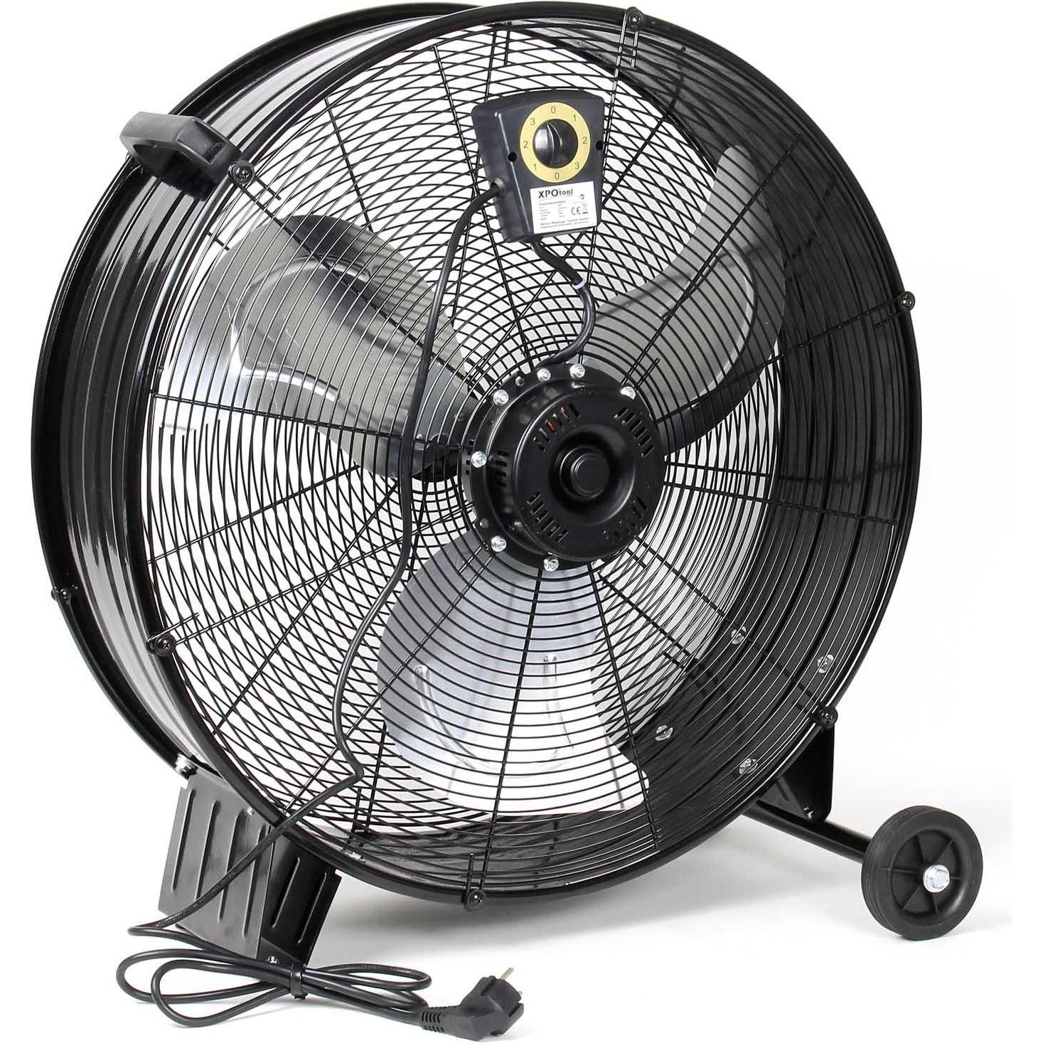 Wiltec Trommelventilator Ø60cm 180W Bodenventilator Standventilator Luftkühler, Ventilator, Schwarz, Silber