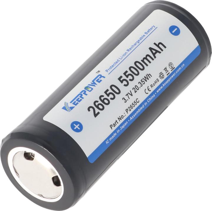 Actual product image Keeppower Akku 26650, PCB geschützt (1 pcs., 26650, 5500 mAh)