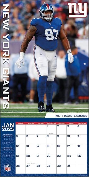 Image du produit NFL - New York Giants - Calendrier mural de l'équipe 30,5 x 30,5 cm 2025 (30,5 x 30,5 cm)