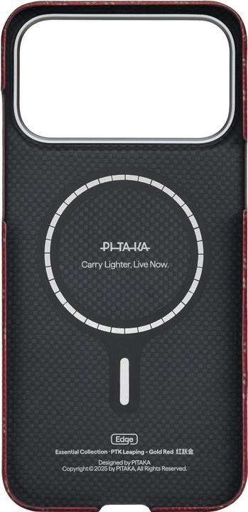 Produktbild Pitaka Etui Ultra-Slim Monogram MagSafe do iPhone 17 Pro złoto czerwony (Apple iPhone 17 Pro)