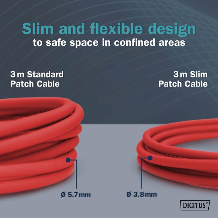 Image du produit Digitus CAT 6A classe Ea, F/FTP, Twisted Pair Patchkabel, Cu, LSZH, AWG 32/7, longueur : 5 m, rouge (F/FTP, CAT6a, 5 m)