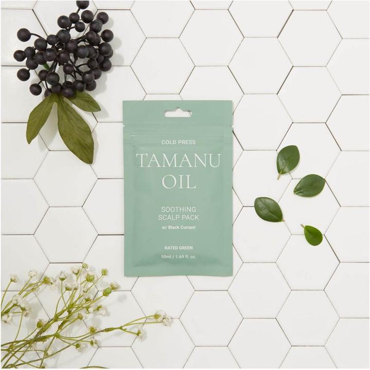 Immagine prodotto Rated Green olio di tamanu spremuto a freddo impacco lenitivo per il cuoio capelluto con ribes nero (50 ml)