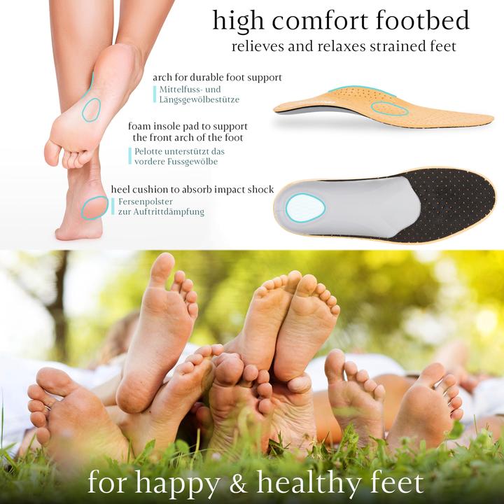 Actual product image Bluzelle Genuine leather insoles with arch support