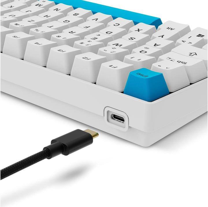Actual product image Sharkoon SKILLER SGK50 S2 PBT (white, DE layout, Gateron G Pro 3.0 Yellow) (DE, Cable, Wireless)