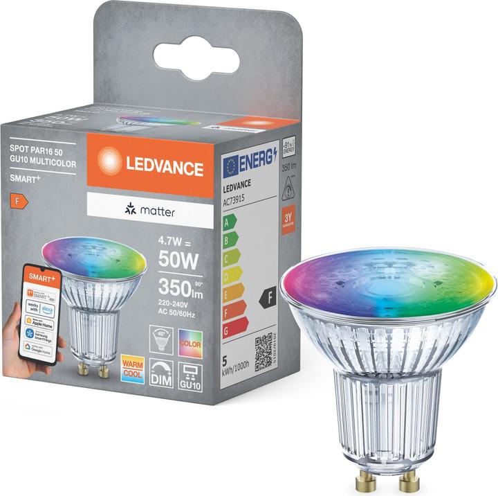Actual product image Ledvance SMART+ MATTER SPOT GU10 MULTICOLOR 4.9W 827...865 Multicolour GU10 (GU10, 4.90 W, 350 lm, 1 x, F)