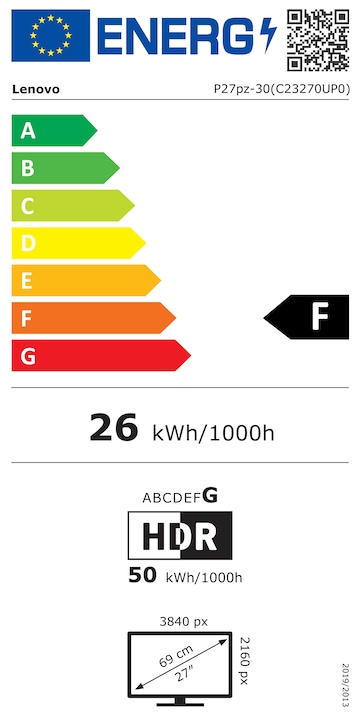 Energie-Label Lenovo ThinkVision P27pz-30 (3840 x 2160 Pixel, 27")