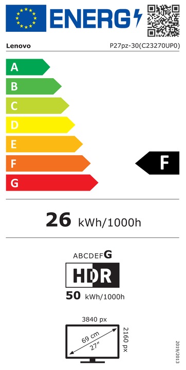 Energy Label Lenovo ThinkVision P27pz-30 (3840 x 2160 Pixels, 27")