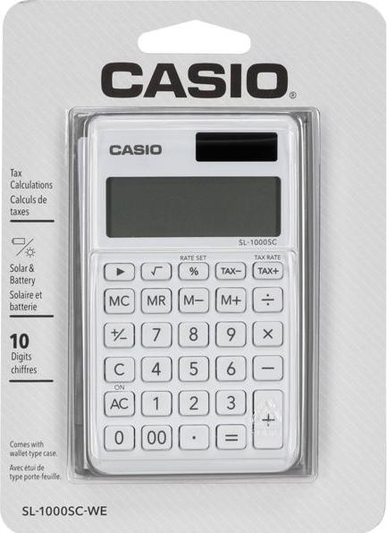 Actual product image Casio Calculator BIC SL1000SCW 10 digits white (Batteries, Solar cells)