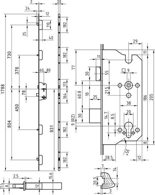 Actual product image Glutz Multipoint fastener MINT 18984 Combi (Door set)