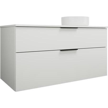 burgbad, Badmöbelset, Eqio Keramik-Aufsatzwaschtisch rechts, rund, inklusive Waschtischunterschrank, Breite 1200m