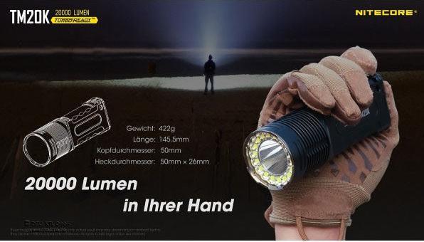 Actual product image Nitecore TM20K - 20000 lumen (14.55 cm, 3100 lm)