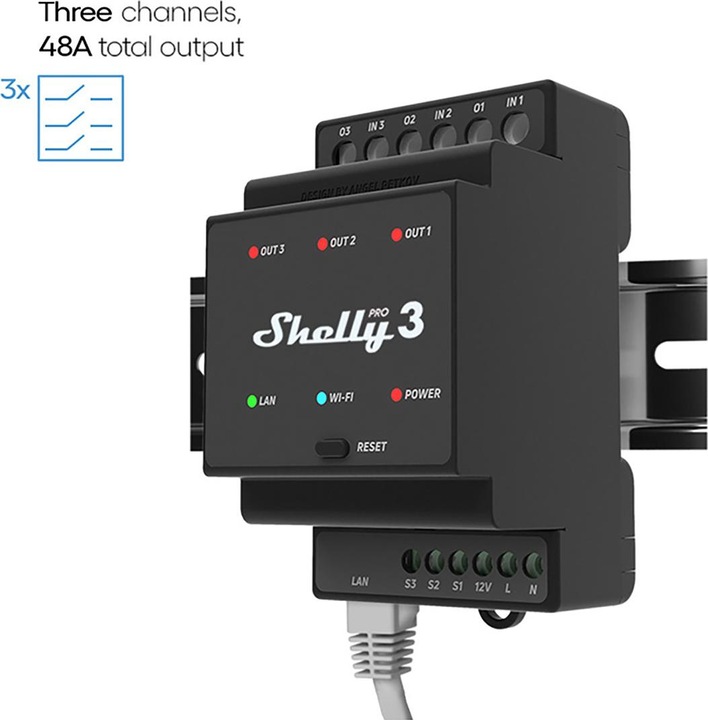 Actual product image Shelly Pro 3 (Switch actuator)