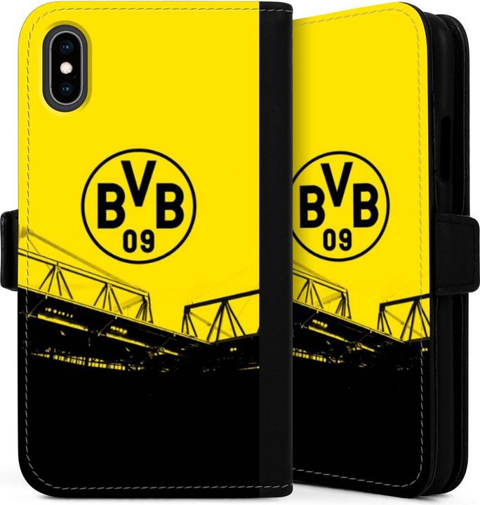 Produktbild DeinDesign Tasche für Apple iPhone Xs Handy Flip Case Wallet Cover Handytasche Leder BVB Borussia Dortmund (Apple iPhone XS)