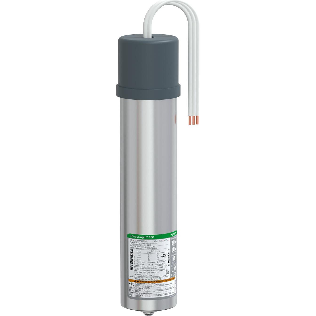 3x Schneider Electric VarplusCan SDuty-Kondensator, 3/3,6 kvar, 400 V, 50/60Hz BLRCS030A036B40, Kondensator