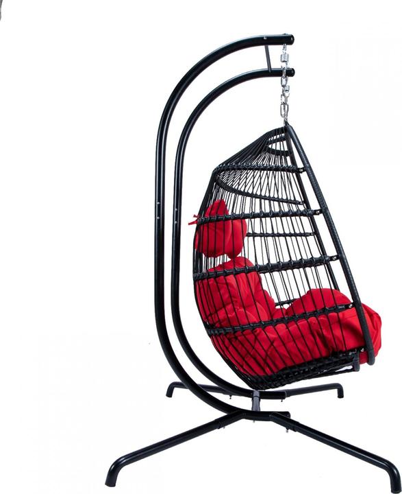 Produktbild PureHaven Hängesessel für 2 Personen 130x120x200 cm Rattan-Kunststoffgeflecht mit Kissen wasserfest (250 kg)