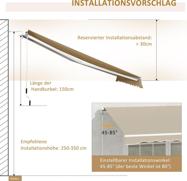 Actual product image Outsunny Gelenkmarkise mit Handkurbel (2.45 m)