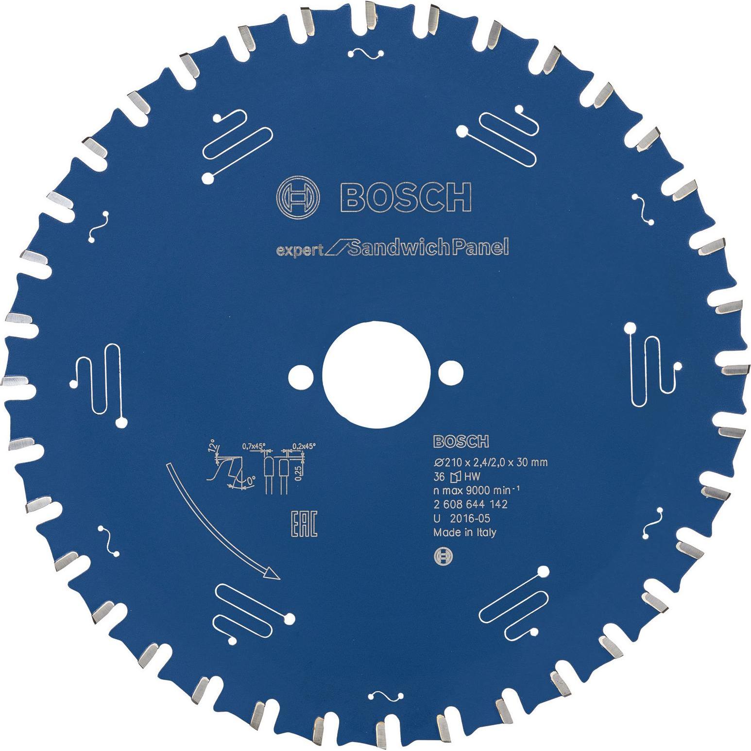 Bosch Professional Zubehör, Sägeblatt, Kreissägeblatt Expert for Sandwich Panel, 210 x 30 x 2,4 mm, 36
