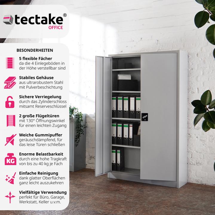 Immagine prodotto tectake Armadio per archiviazione (180 x 80 x 40 cm)