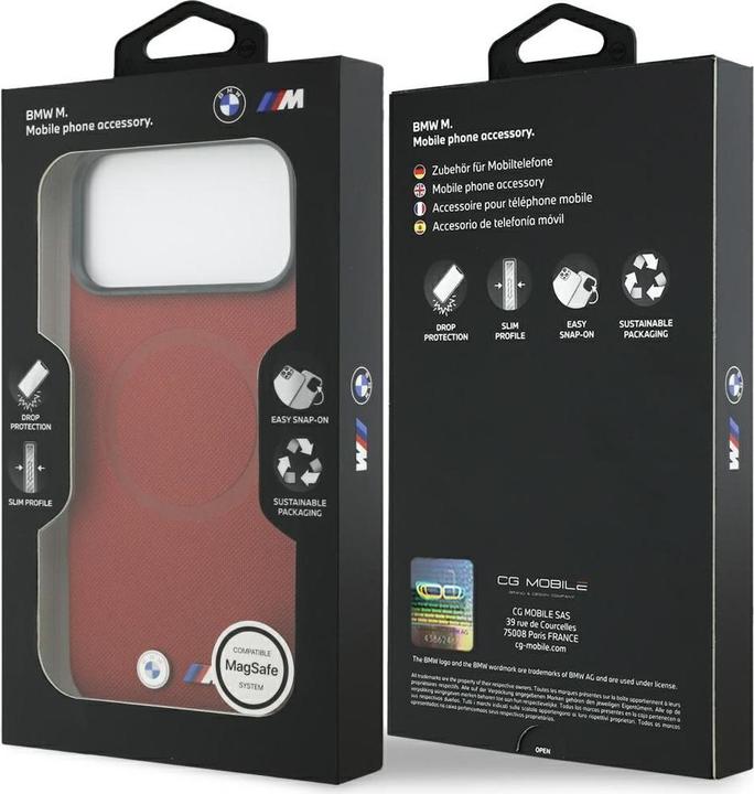 BMW M FW Metal Logo MagSafe Case for iPhone 17 Pro Max Red