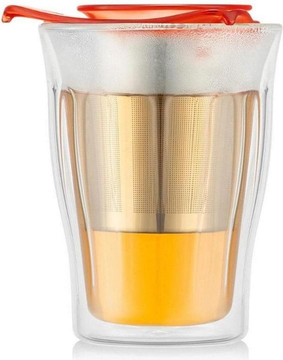 Bodum Copenhagen Set Doppelwandiges Glas 350 ml, Bright Coral (350 ml, 1 x)