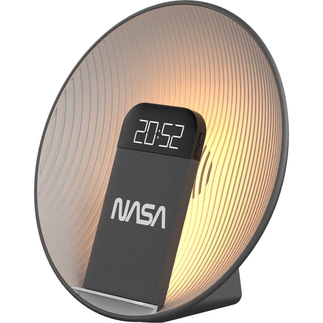 Nasa, Sveglia, Wecker, BT-Lautsprecher + Qi-Charger mit LED-Licht
