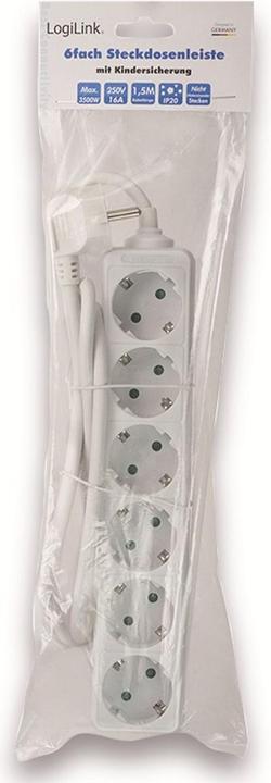 Actual product image LogiLink Socket strip (6 x, CEE 7/3, 1.50 m)