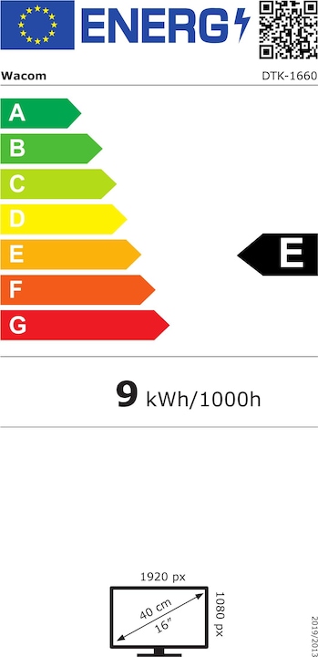 Energy Label Wacom Cintiq 16 (16", 5080 lpi)