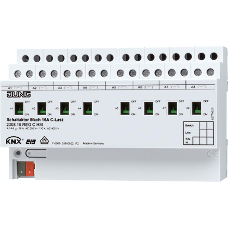 JUNG, Aktor, Schaltaktor KNX REG 8TE 8Ausg 16A 3680W 2308.16REGCHM (Schaltaktor)