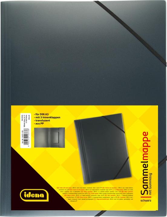 Produktbild Idena Sammelmappe A3 PP mit Gummizug schwarz (A3, 1x)