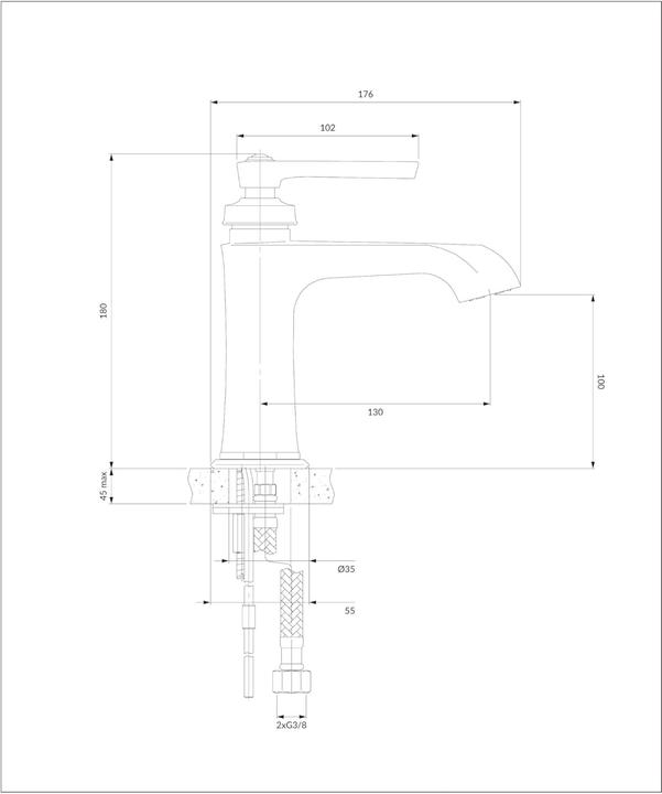 Actual product image Omnires Armance freistehender Waschtischhahn aus gebürstetem Kupfer in Antikoptik