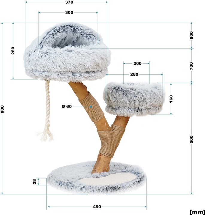 Produktbild Fudajo Designer-Kratzbaum (80 cm, Creme, Grau)