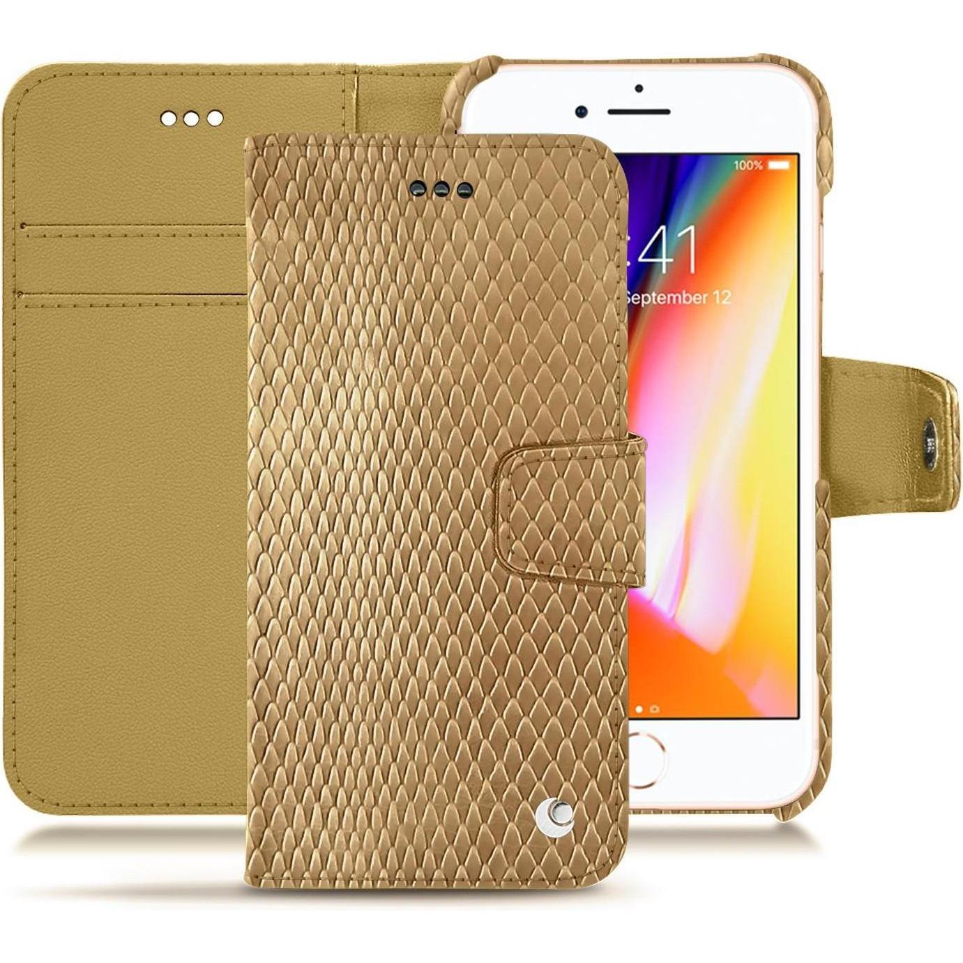 Noreve Lederschutzhülle Wallet (Apple iPhone 8), Smartphone Hülle, Beige