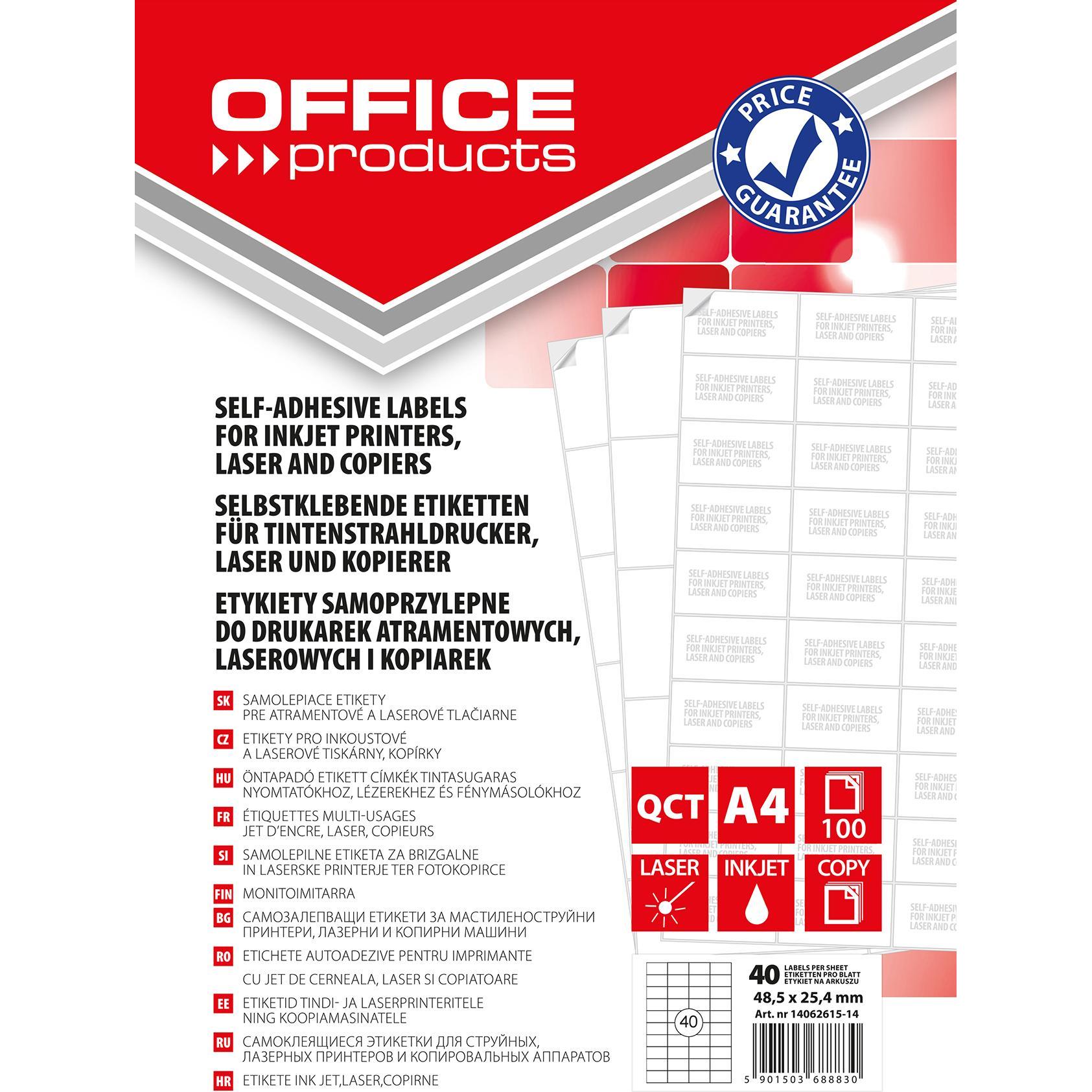 Office Products, Etiketten, Etiketten, 48, 5x25, 4mm, weiss, 100 blatt