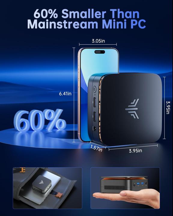 Image du produit NiPoGi Mini PC Essenx E1 mit Dual Display 4K UHD (8 Go, Intel N150)