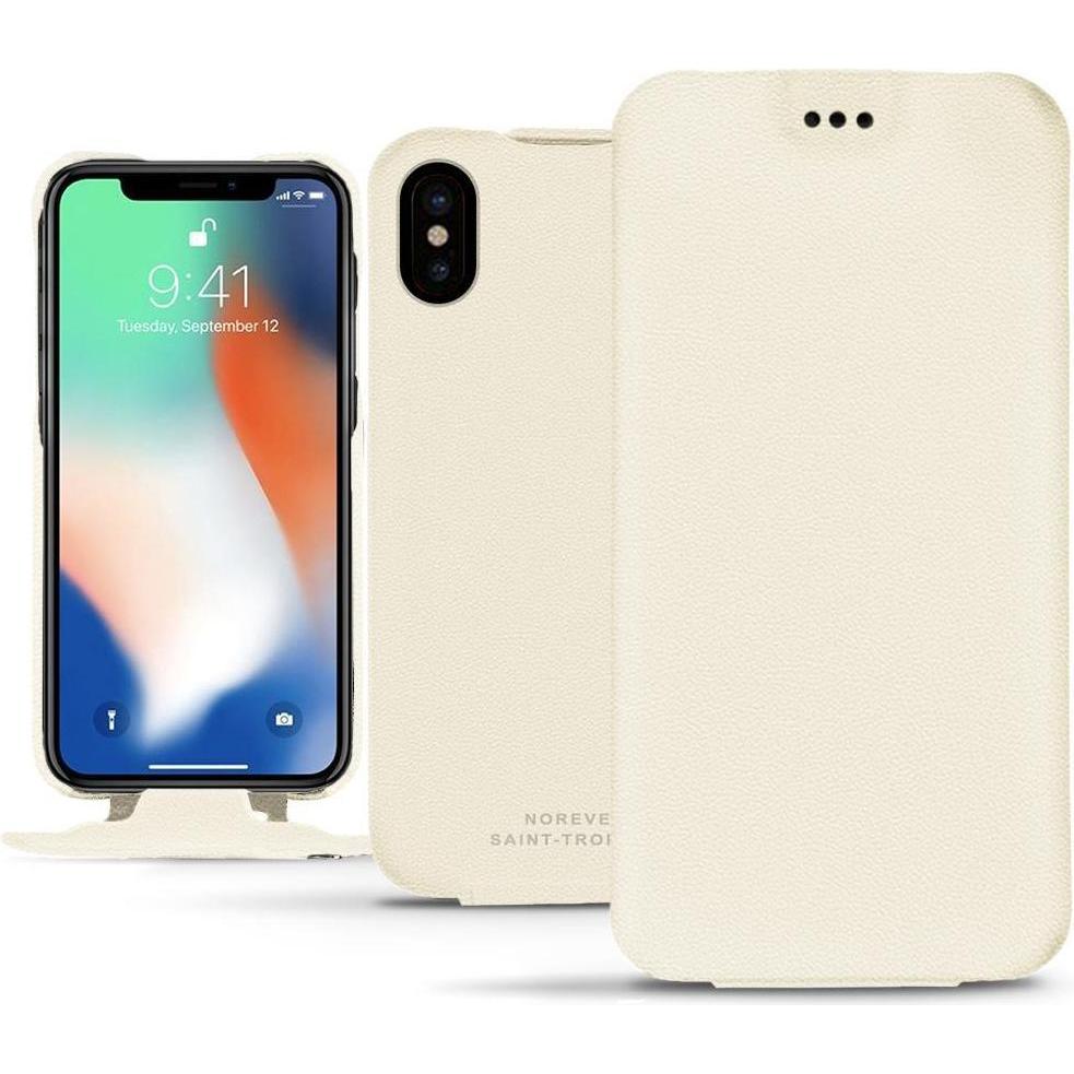 Thumbnail - Noreve Lederschutzhülle vertikal (Apple iPhone XS Max), Smartphone Hülle, Weiss