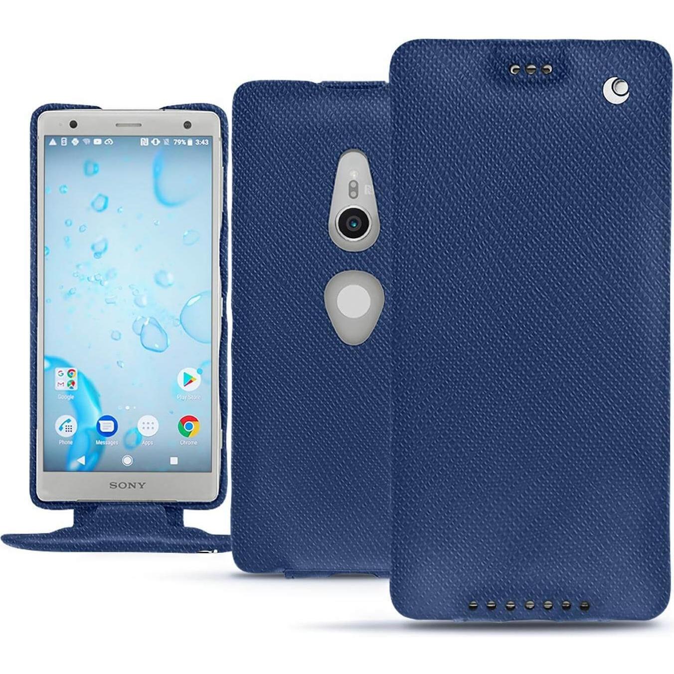 Thumbnail - Noreve Lederschutzhülle vertikal (Sony Xperia XZ2), Smartphone Hülle, Blau