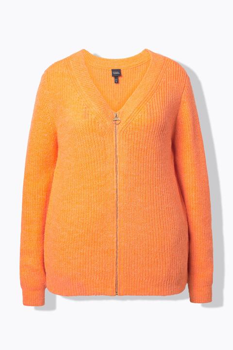 Produktbild Ulla Popken Strickjacke, Patentstrick, V-Ausschnitt, Langarm, Wollanteil (58, 60)