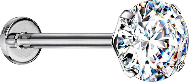 Produktbild Star Piercing Micro Threadless Labret silber mit Kristall silber gefasst (Titan G23, ohne Messing)