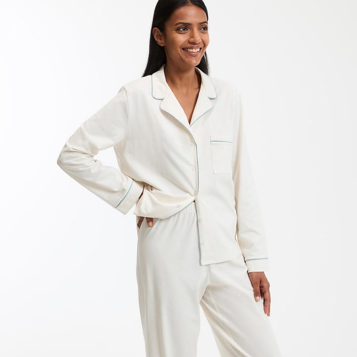 Image du produit Anne Weyburn Pyjama im Grossvater-Look aus einfarbigem Baumwolljersey (S)