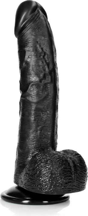 Productafbeelding RealRock Gebogen realistische dildo met ballen en zuignap - 8"/ 20,5 cm