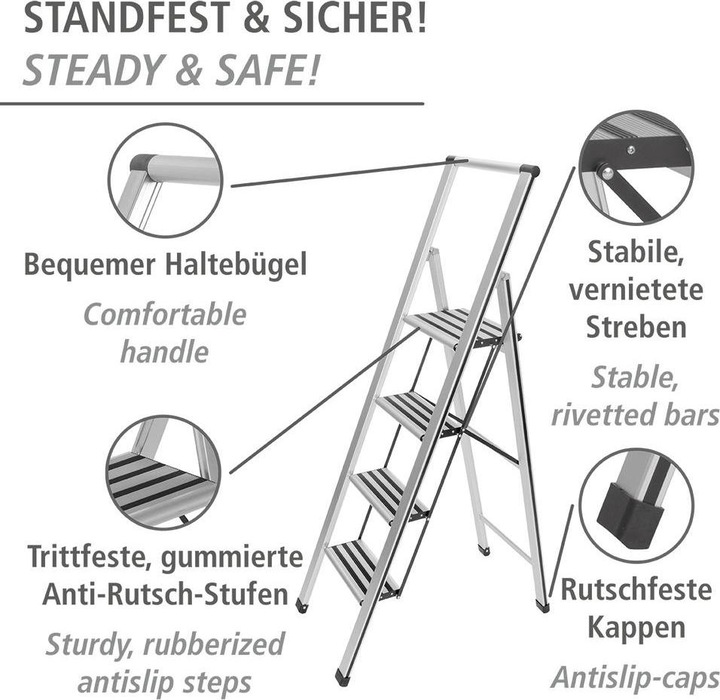 Produktbild Wenko Haushaltsleiter (Trittleiter, 144 cm)