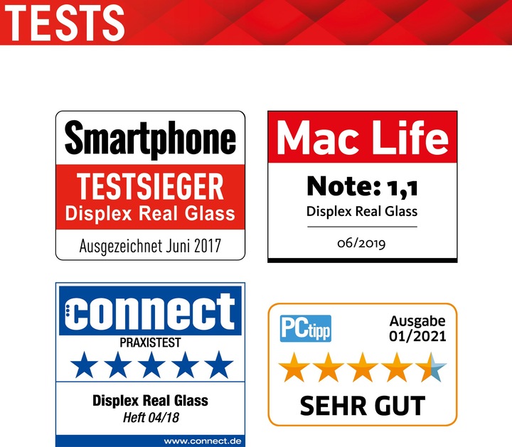 Actual product image Displex Real Glass, 2D Panzerglas (1 Piece, Realme 12 Pro+, Apple iPhone 12)