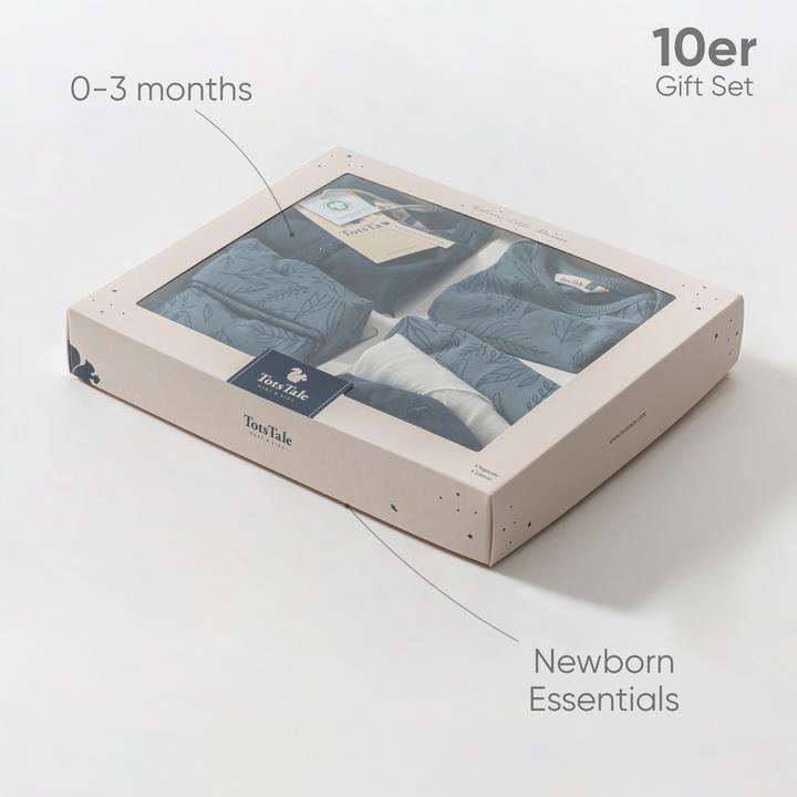 Produktbild TotsTale Premium 10-teiliges Geschenkset aus Bio-Baumwolle – Erstausstattung für Neugeborene (50, 56, 62, 68)