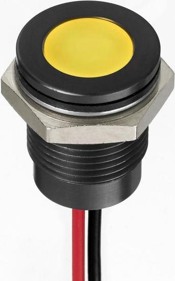 Produktbild RS PRO 14mm flush IP67 sealed black LED,yel 24V