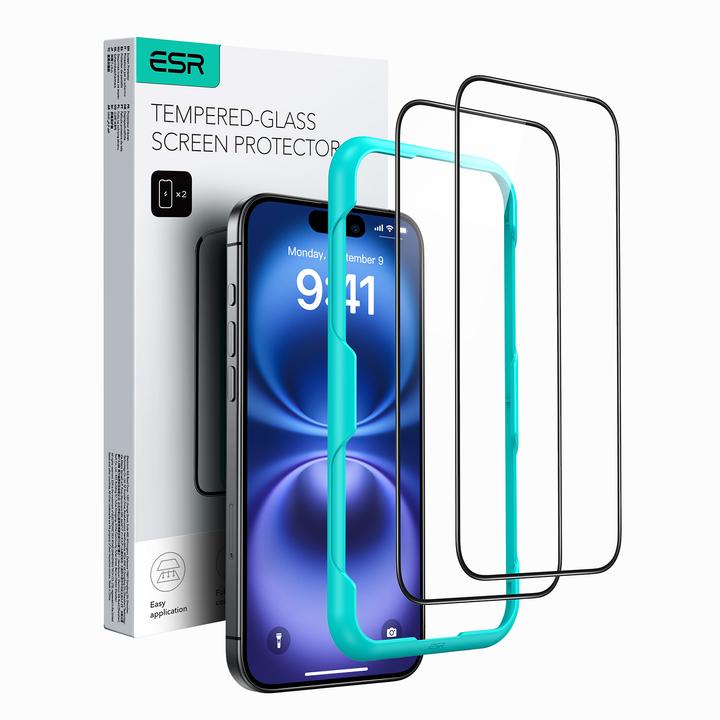 Immagine prodotto ESR Tempered-Glass Screen Protector, for iPhone 16 Plus/15 Plus, 2 Pack (2 pz., Apple iPhone 15 Plus, Apple iPhone 16 Plus)