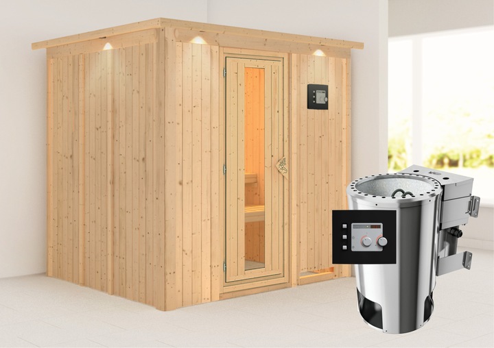 Actual product image Karibu Daria with roof wreath (Plug & Play 3,6 KW - Bio external control)