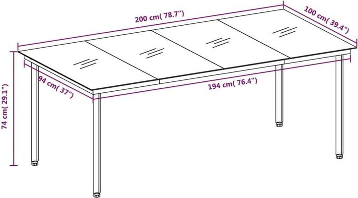 Produktbild vidaXL Garten-Essgruppe (200 x 100 x 74 cm)