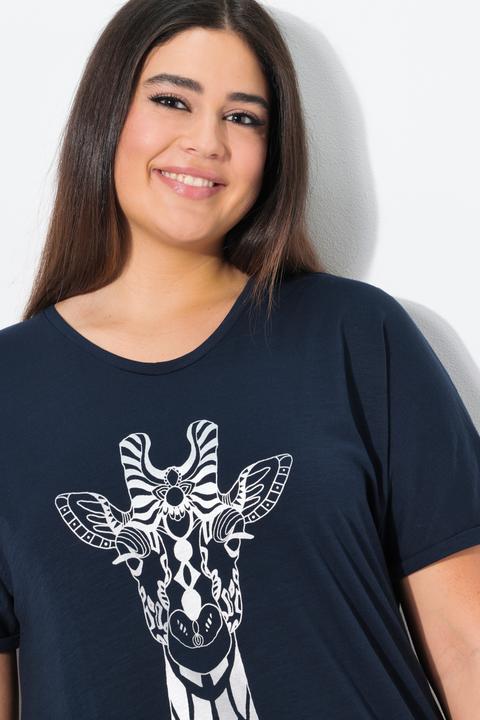 Produktbild Ulla Popken T-Shirt, Tiermotiv, Oversized, V-Ausschnitt, Halbarm (42, 44)