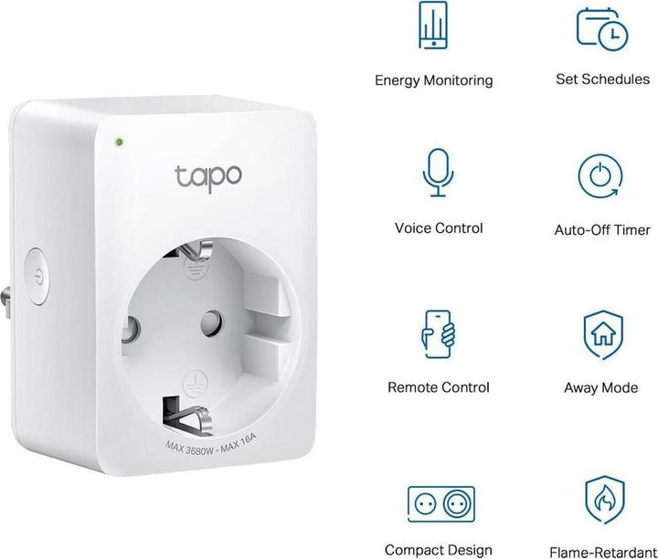 Productafbeelding Tapo TPLLTAPOP110 - TP-Link P110 Slimme Stekker Type F Wi-Fi met Energiemonitoring